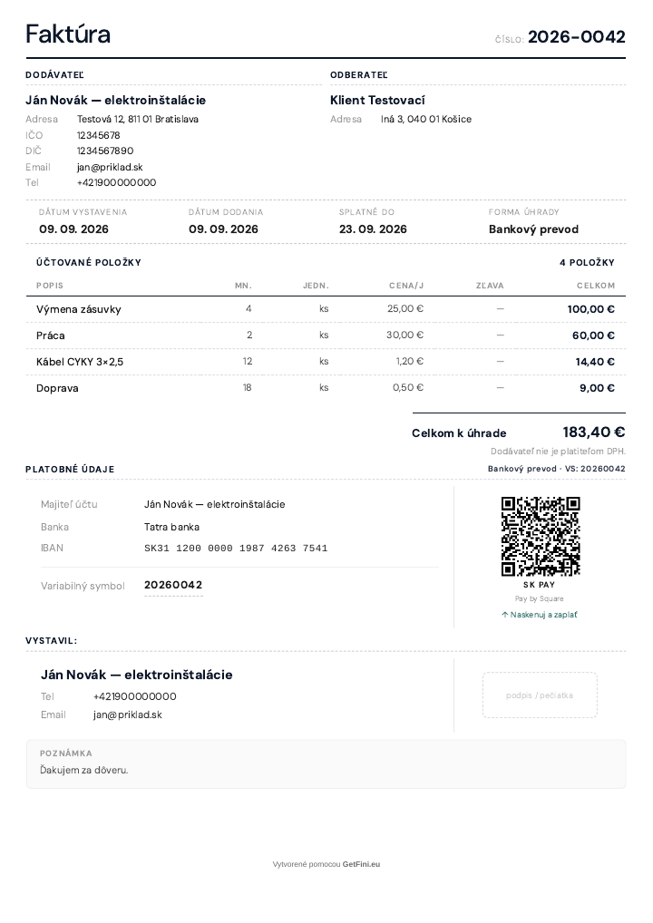 Náhľad vzhľadu faktúry — Minimalistický